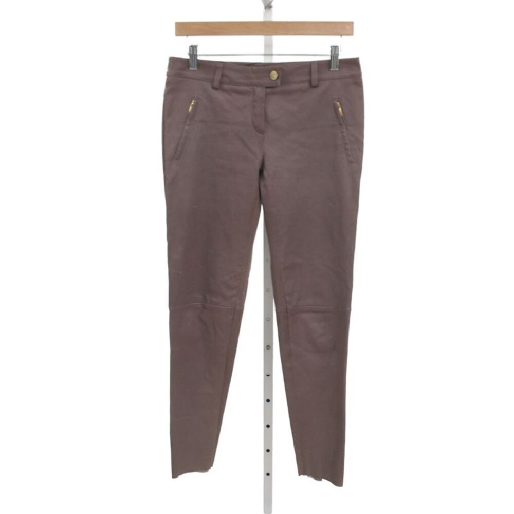 Escada Women Ankle Leather Pants Brown Size 36